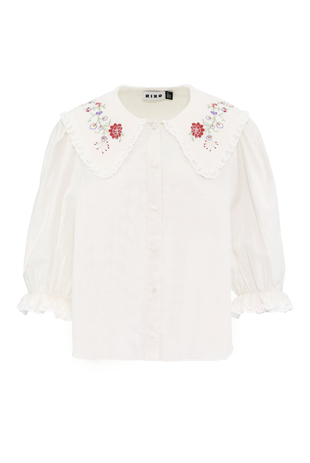 Blouse With Ruffle Collar